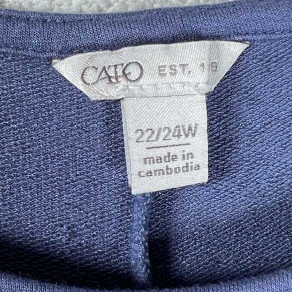 CATO Womens Cold-Shoulder Tunic, Side Slits, 3/4 sleeves, Plus Size 22/24W - Picture 2 of 7